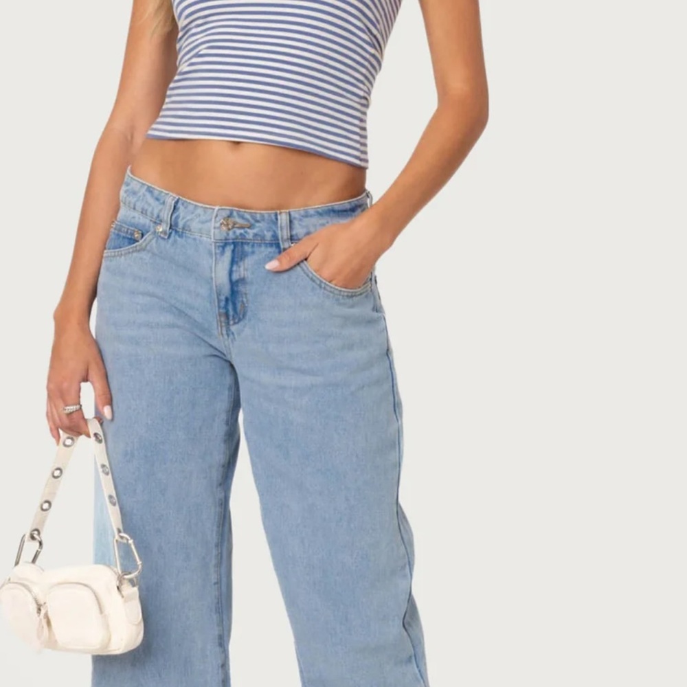 Edikted Light Blue Women's Wide Leg Jeans